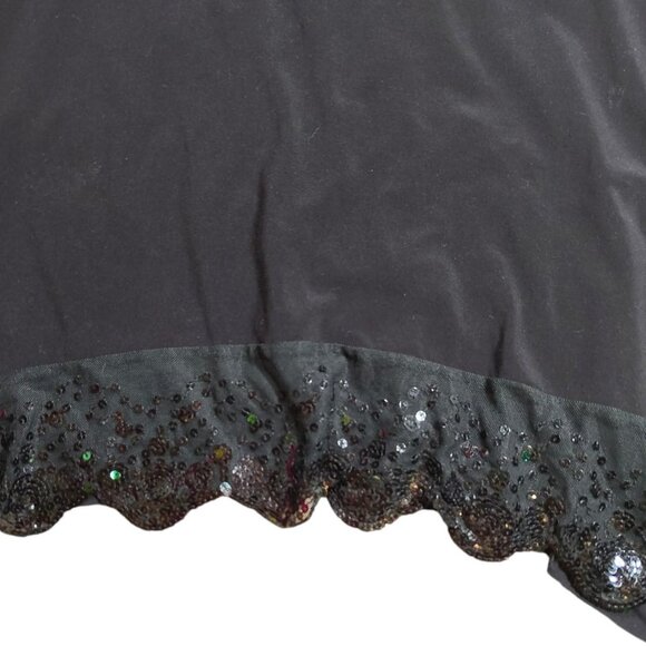 Vintage 90s Y2K Black Asymmetrical Fairy Hem Formal Goth Babydoll Mini Dress - Picture 4 of 7